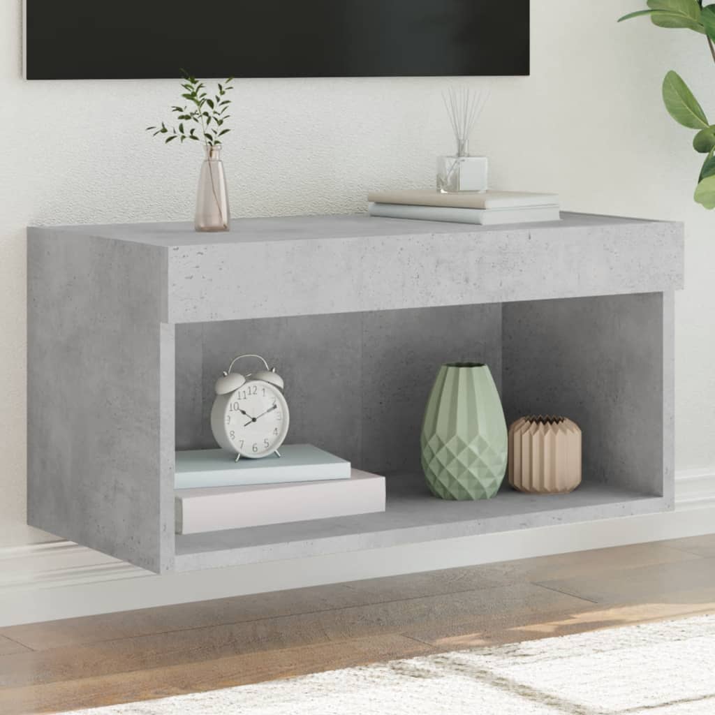 TV-Schrank Betongrau mit LED 60x30x30 cm