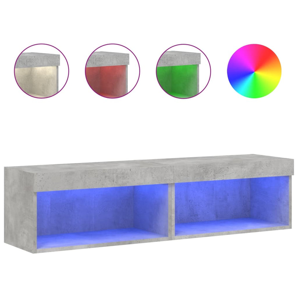 TV-Schränke mit LED Betongrau 60x30x30cm, 2er Set