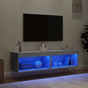 TV-Schränke mit LED Betongrau 60x30x30cm, 2er Set