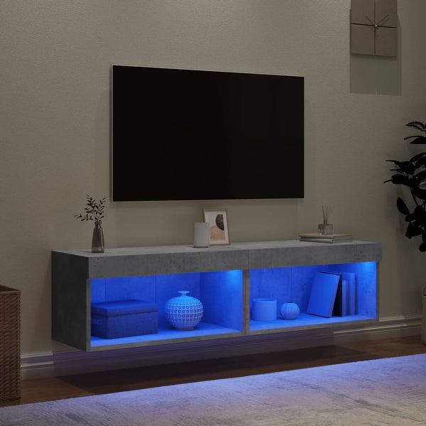 TV-Schränke mit LED Betongrau 60x30x30cm, 2er Set