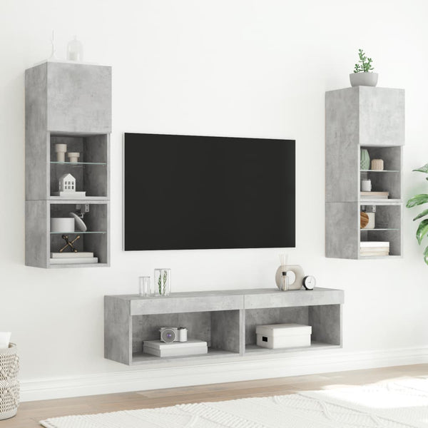 TV-Schränke mit LED Betongrau 60x30x30cm, 2er Set