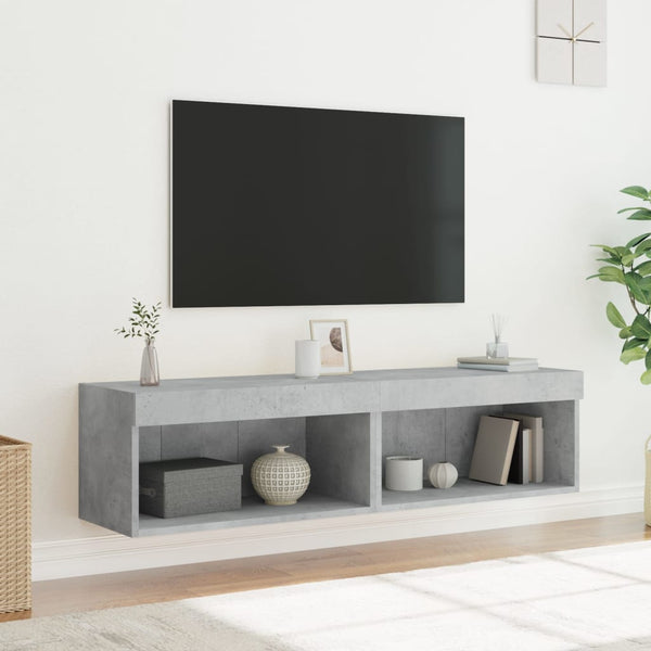 TV-Schränke mit LED Betongrau 60x30x30cm, 2er Set