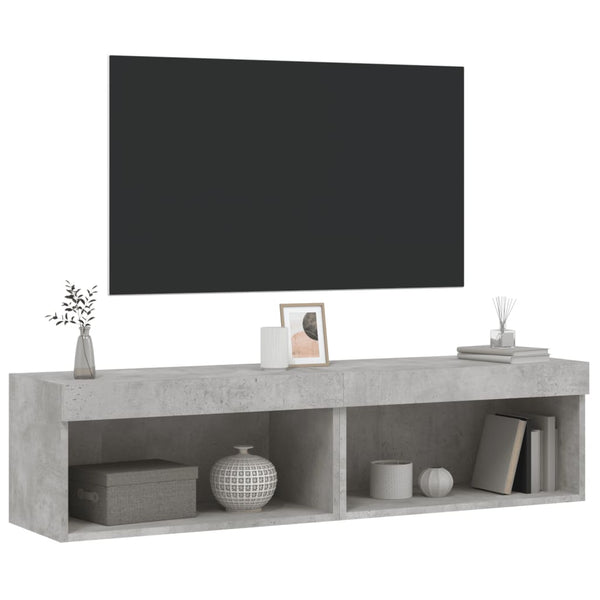 TV-Schränke mit LED Betongrau 60x30x30cm, 2er Set