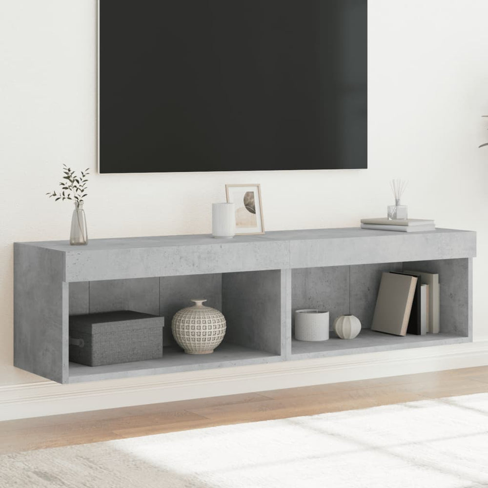 TV-Schränke mit LED Betongrau 60x30x30cm, 2er Set