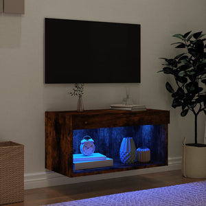 TV-Schrank Räuchereiche mit LED 60x30x30 cm