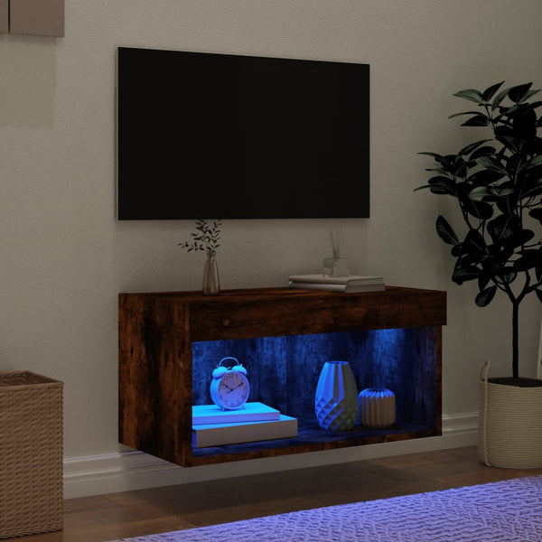TV-Schrank Räuchereiche mit LED 60x30x30 cm