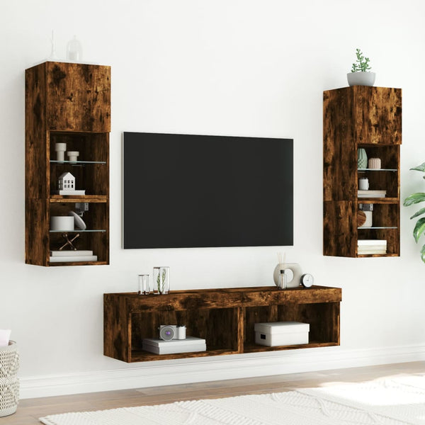 TV-Schrank Räuchereiche mit LED 60x30x30 cm