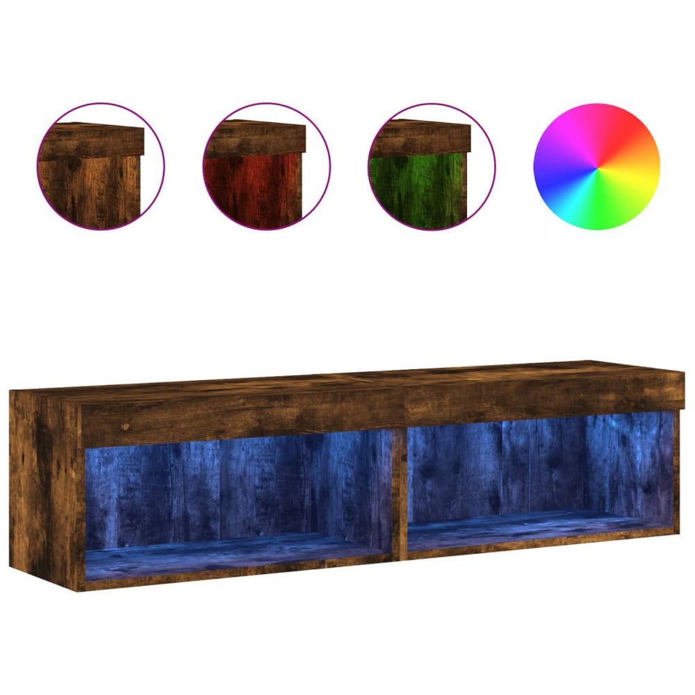 TV-Schränke mit LED Räuchereiche 60x30x30cm, 2er-Set