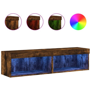 TV-Schränke mit LED Räuchereiche 60x30x30cm, 2er-Set