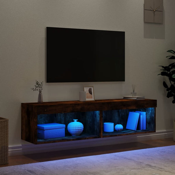 TV-Schränke mit LED Räuchereiche 60x30x30cm, 2er-Set