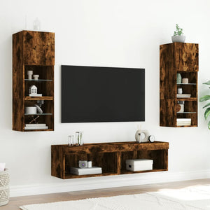 TV-Schränke mit LED Räuchereiche 60x30x30cm, 2er-Set