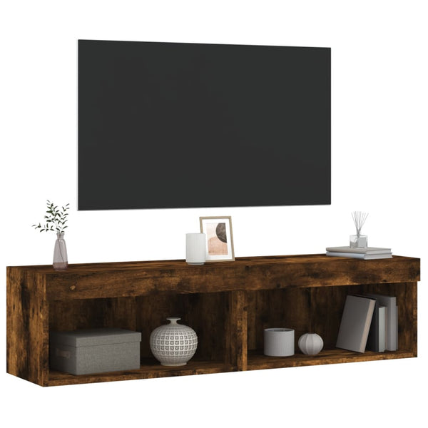 TV-Schränke mit LED Räuchereiche 60x30x30cm, 2er-Set