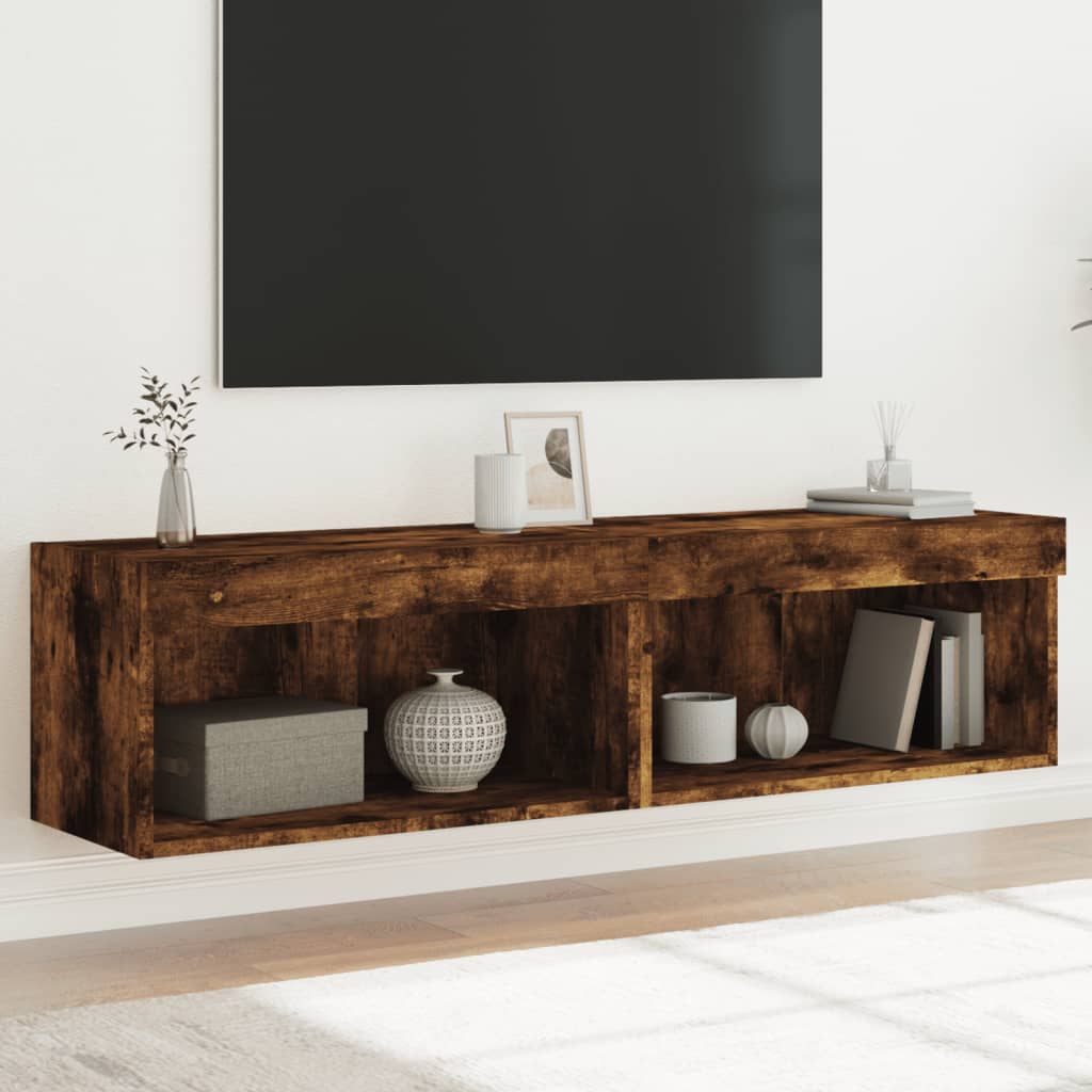 TV-Schränke mit LED Räuchereiche 60x30x30cm, 2er-Set