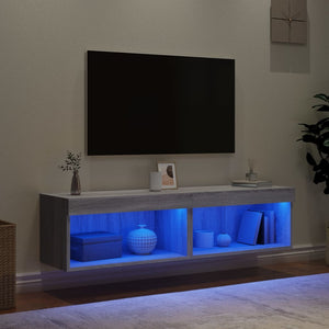 TV-Schränke mit LED-Leuchten Grau Sonoma 2er Set