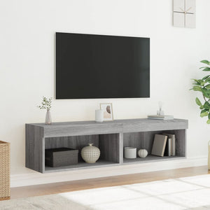 TV-Schränke mit LED-Leuchten Grau Sonoma 2er Set
