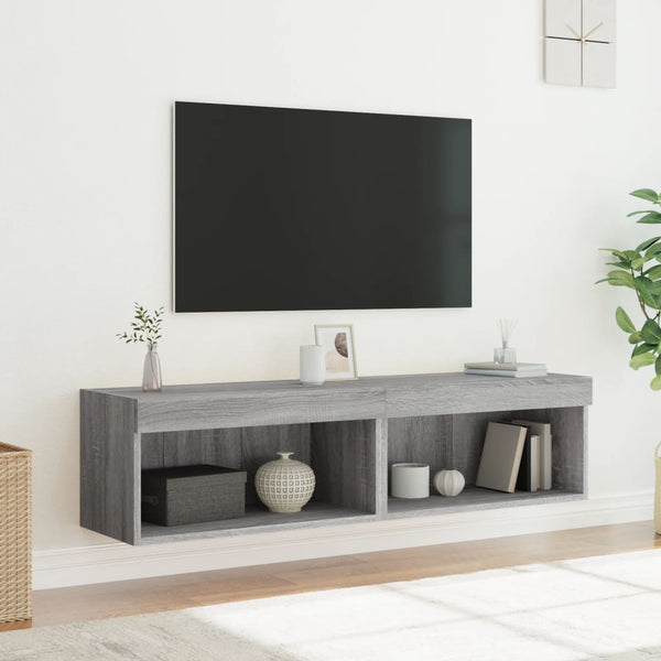 TV-Schränke mit LED-Leuchten Grau Sonoma 2er Set