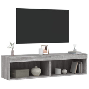 TV-Schränke mit LED-Leuchten Grau Sonoma 2er Set