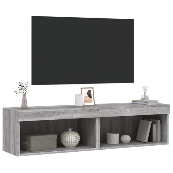 TV-Schränke mit LED-Leuchten Grau Sonoma 2er Set