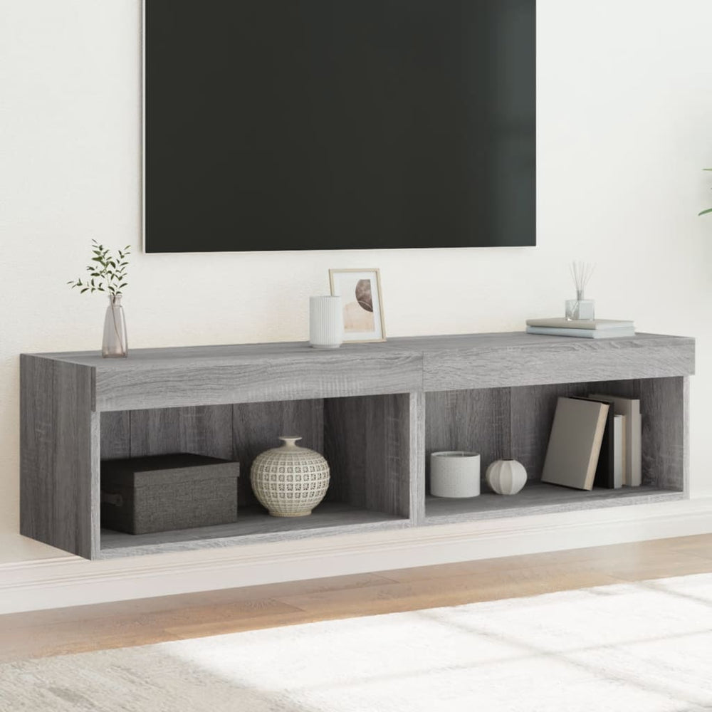 TV-Schränke mit LED-Leuchten Grau Sonoma 2er Set