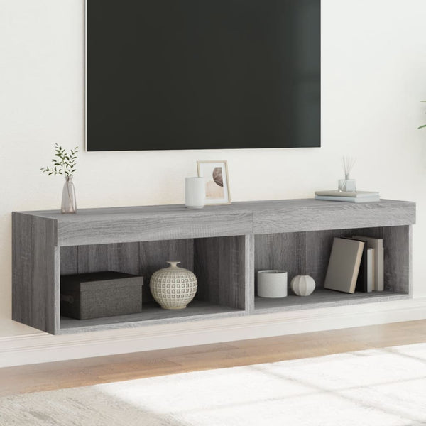 TV-Schränke mit LED-Leuchten Grau Sonoma 2er Set