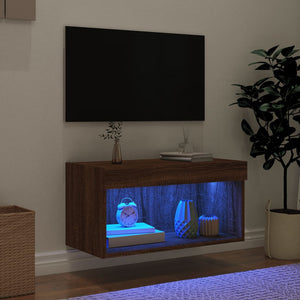 TV-Schrank mit LED Braun Eichen-Optik 60 cm