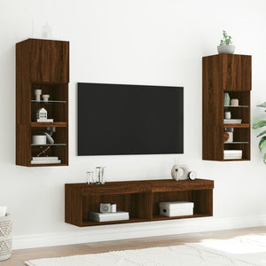 TV-Schrank mit LED Braun Eichen-Optik 60 cm