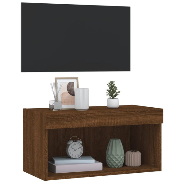 TV-Schrank mit LED Braun Eichen-Optik 60 cm