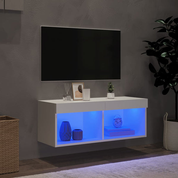 TV-Schrank Weiß mit LED 80cm