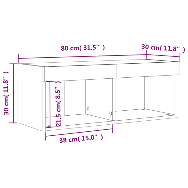 TV-Schrank Weiß mit LED 80cm