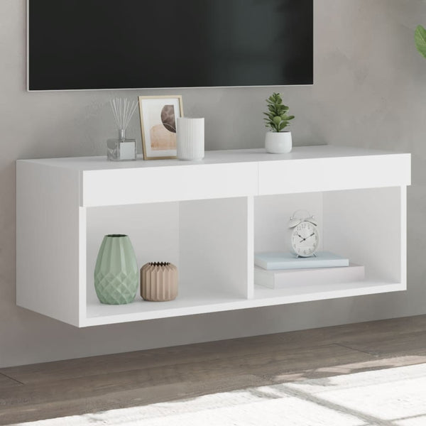 TV-Schrank Weiß mit LED 80cm