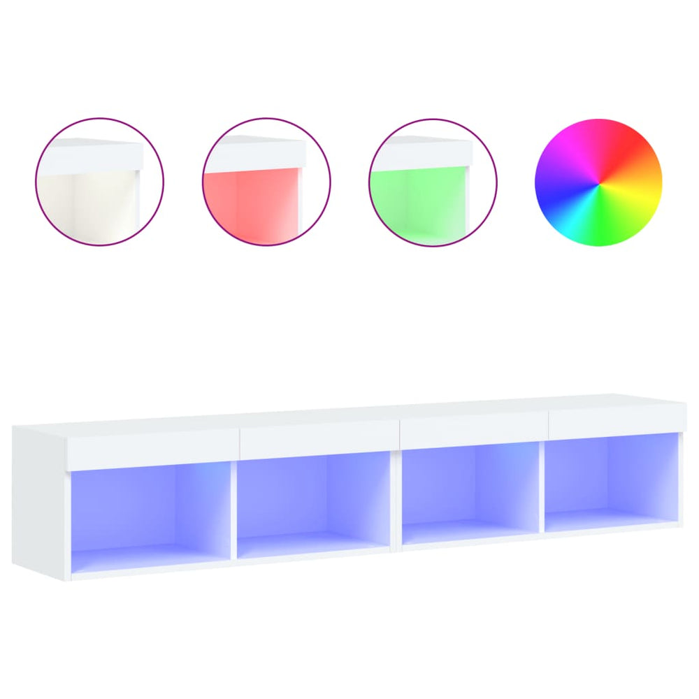 TV-Schränke mit LED, 2er Set, Weiß 80 cm