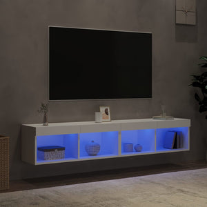 TV-Schränke mit LED, 2er Set, Weiß 80 cm