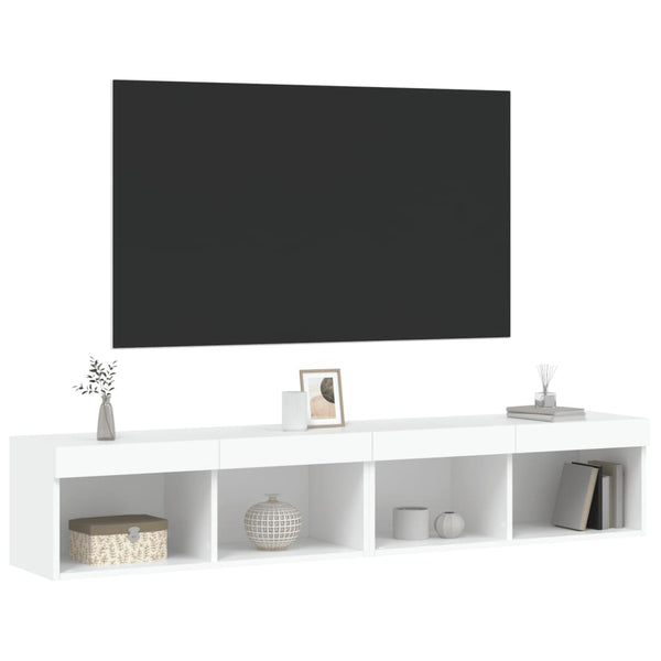 TV-Schränke mit LED, 2er Set, Weiß 80 cm