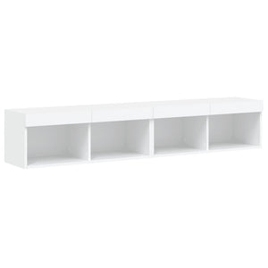 TV-Schränke mit LED, 2er Set, Weiß 80 cm