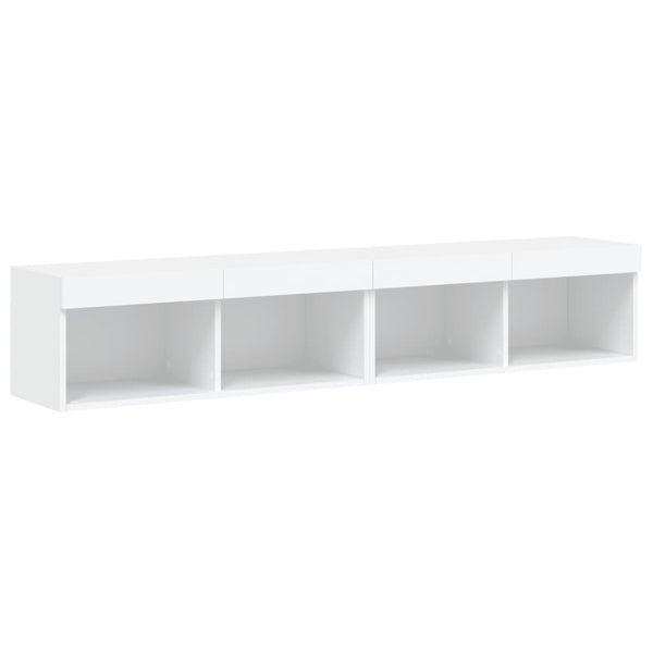 TV-Schränke mit LED, 2er Set, Weiß 80 cm