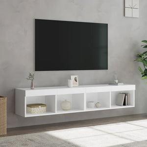 TV-Schränke mit LED, 2er Set, Weiß 80 cm