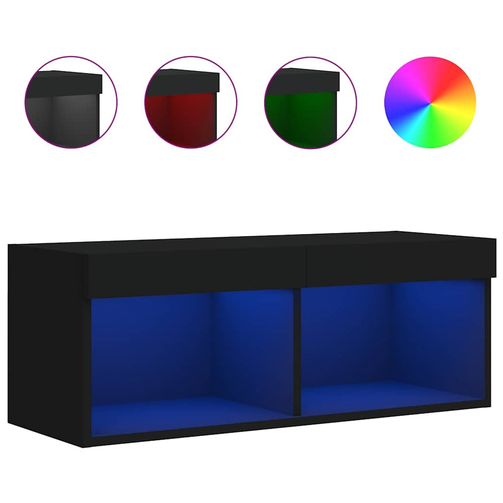 TV-Schrank mit LED Schwarz 80 cm