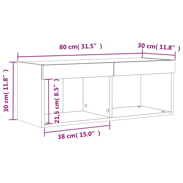 TV-Schrank mit LED Schwarz 80 cm