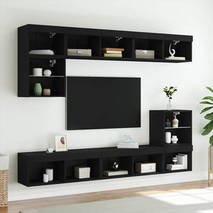 TV-Schrank mit LED Schwarz 80 cm