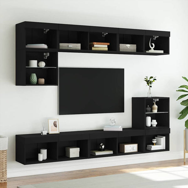 TV-Schrank mit LED Schwarz 80 cm