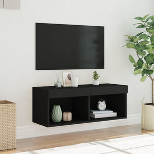 TV-Schrank mit LED Schwarz 80 cm