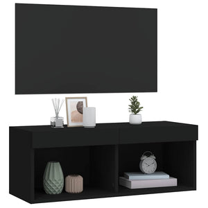 TV-Schrank mit LED Schwarz 80 cm