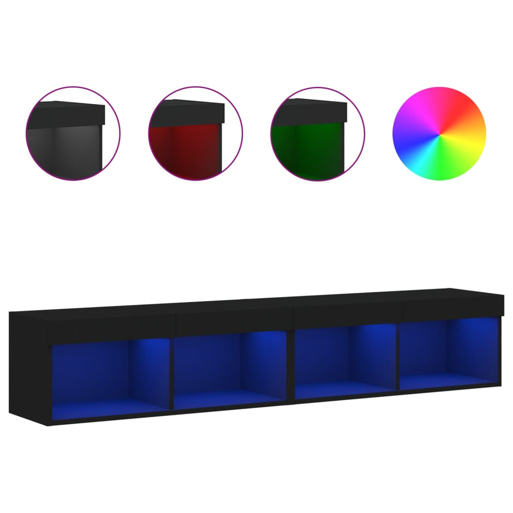 TV-Schränke mit LED Schwarz 80x30x30 cm, 2er-Set