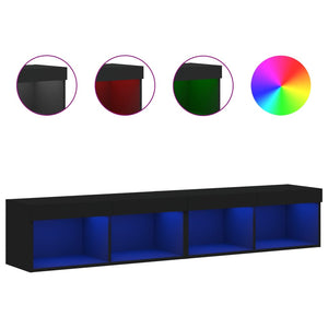 TV-Schränke mit LED Schwarz 80x30x30 cm, 2er-Set