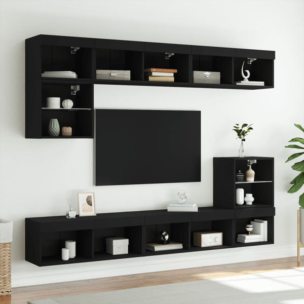 TV-Schränke mit LED Schwarz 80x30x30 cm, 2er-Set