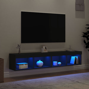 TV-Schränke mit LED Schwarz 80x30x30 cm, 2er-Set