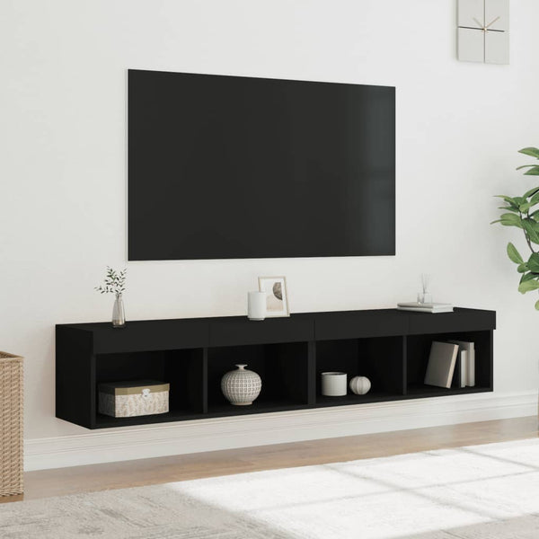 TV-Schränke mit LED Schwarz 80x30x30 cm, 2er-Set
