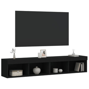 TV-Schränke mit LED Schwarz 80x30x30 cm, 2er-Set