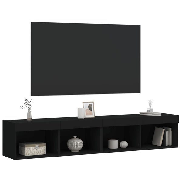TV-Schränke mit LED Schwarz 80x30x30 cm, 2er-Set