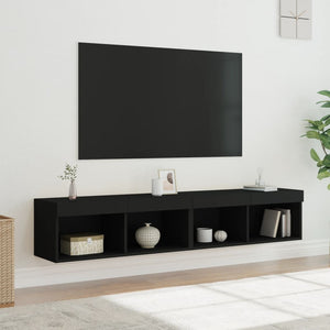 TV-Schränke mit LED Schwarz 80x30x30 cm, 2er-Set